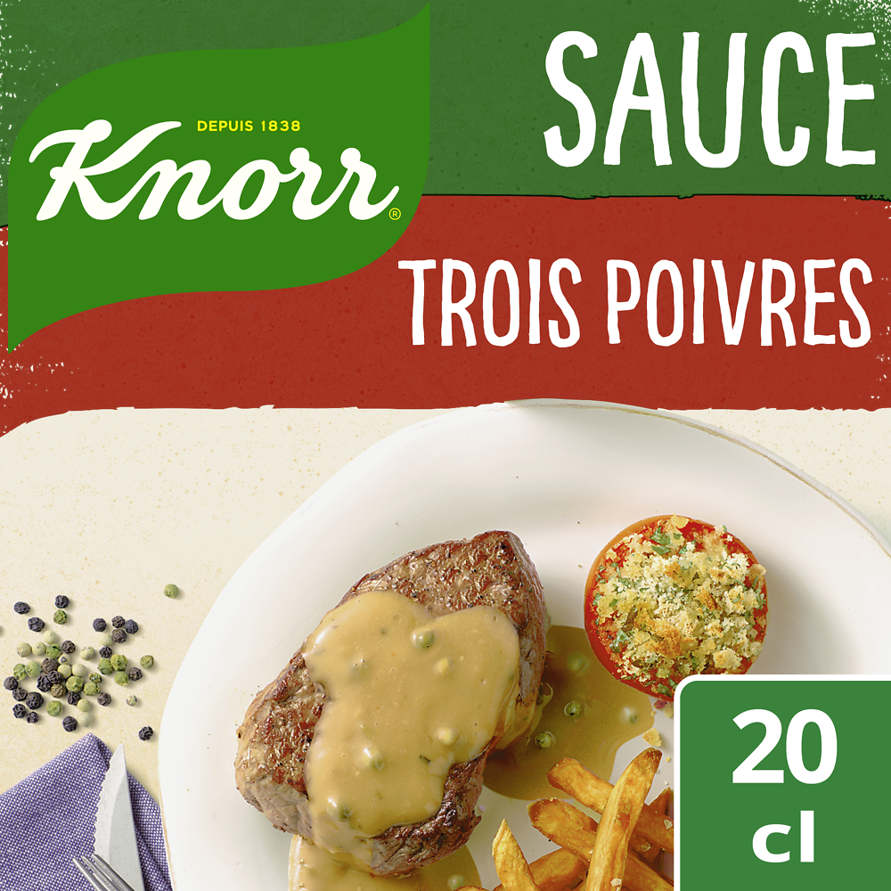 Sauce déshydratée aux 3 poivres KNORR, 30g, 20cl