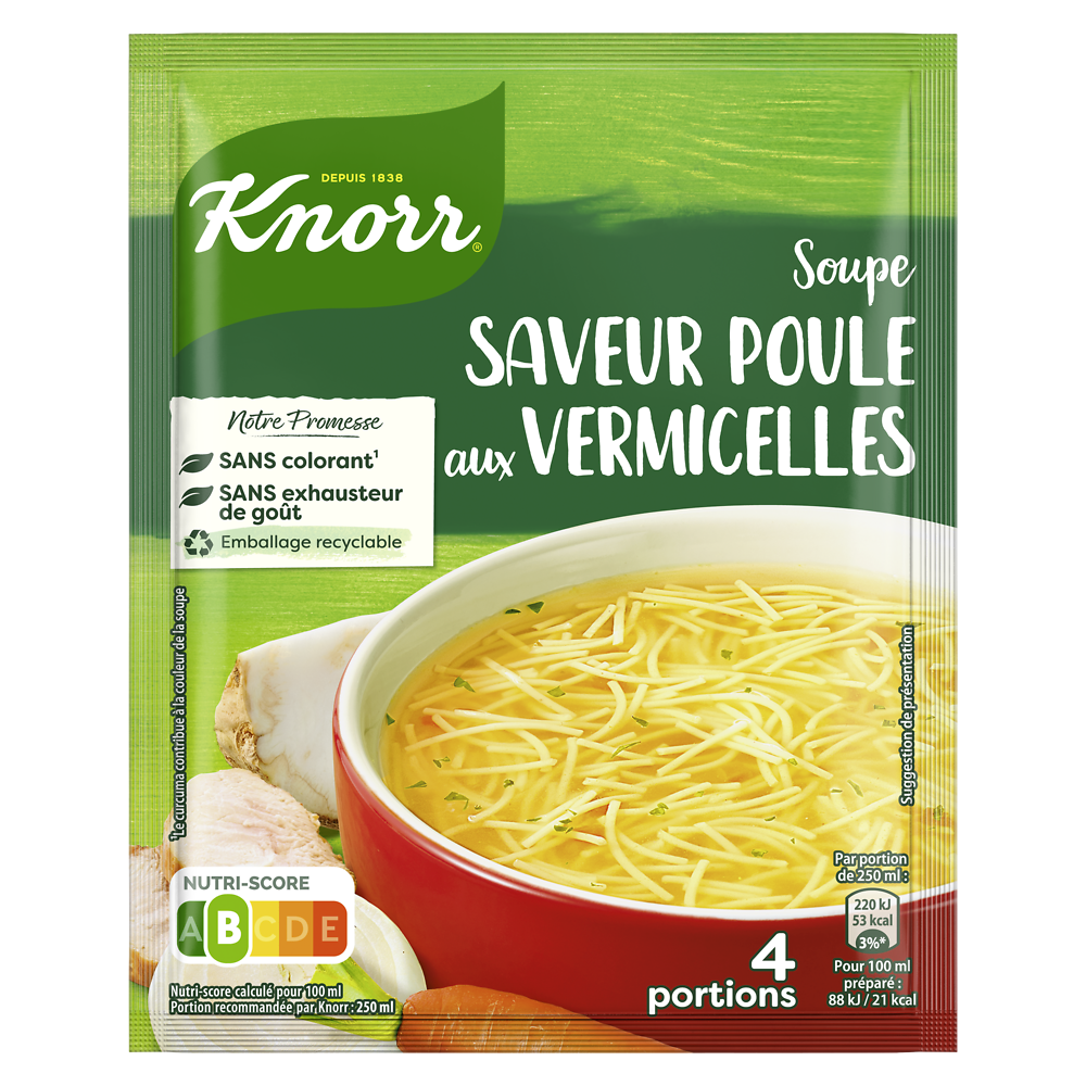 Soupe poule au vermicelle déshydratée KNORR, sachet de 63g