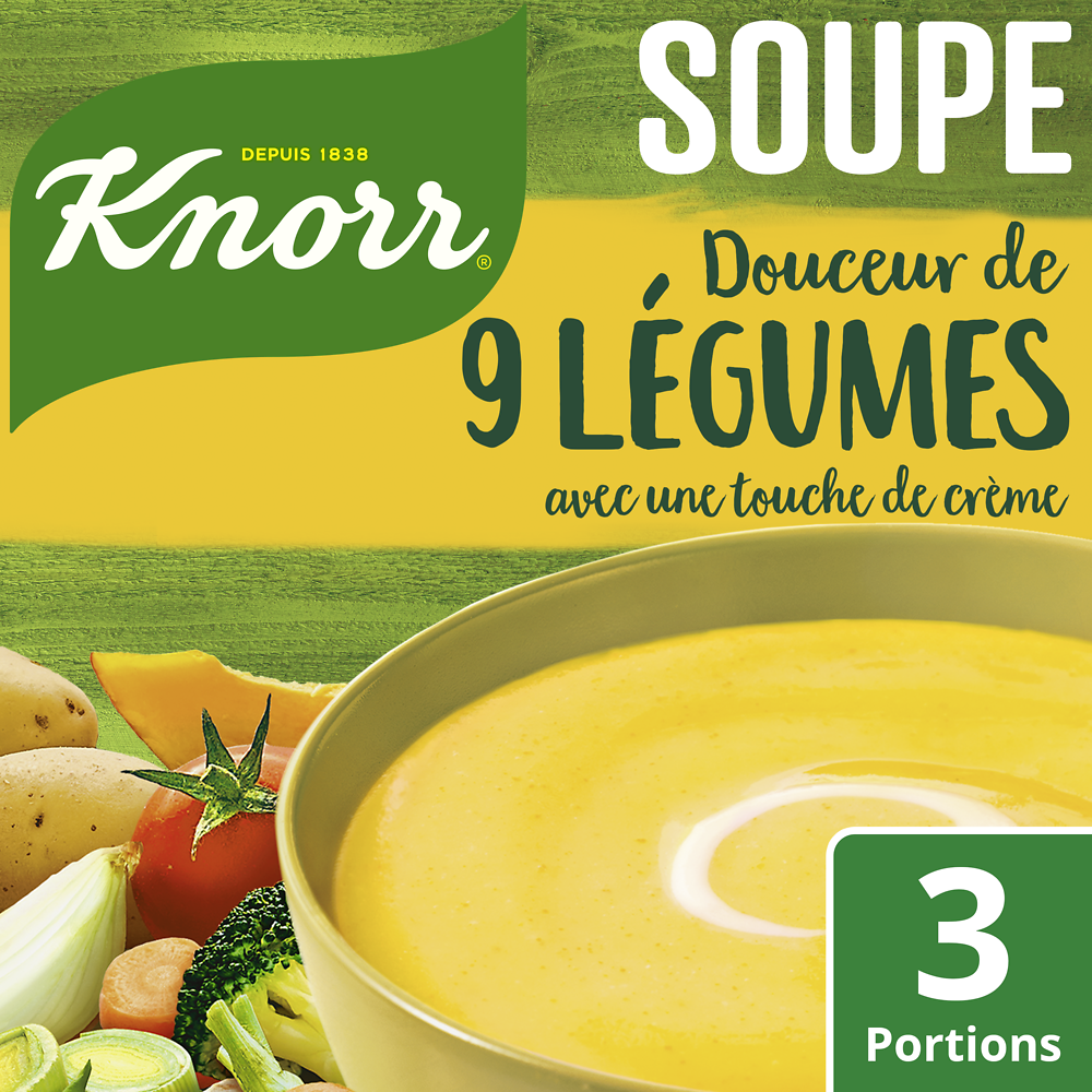 Soupe Douceur de 9 légumes déshydratée KNORR sachet, 84G 75cl