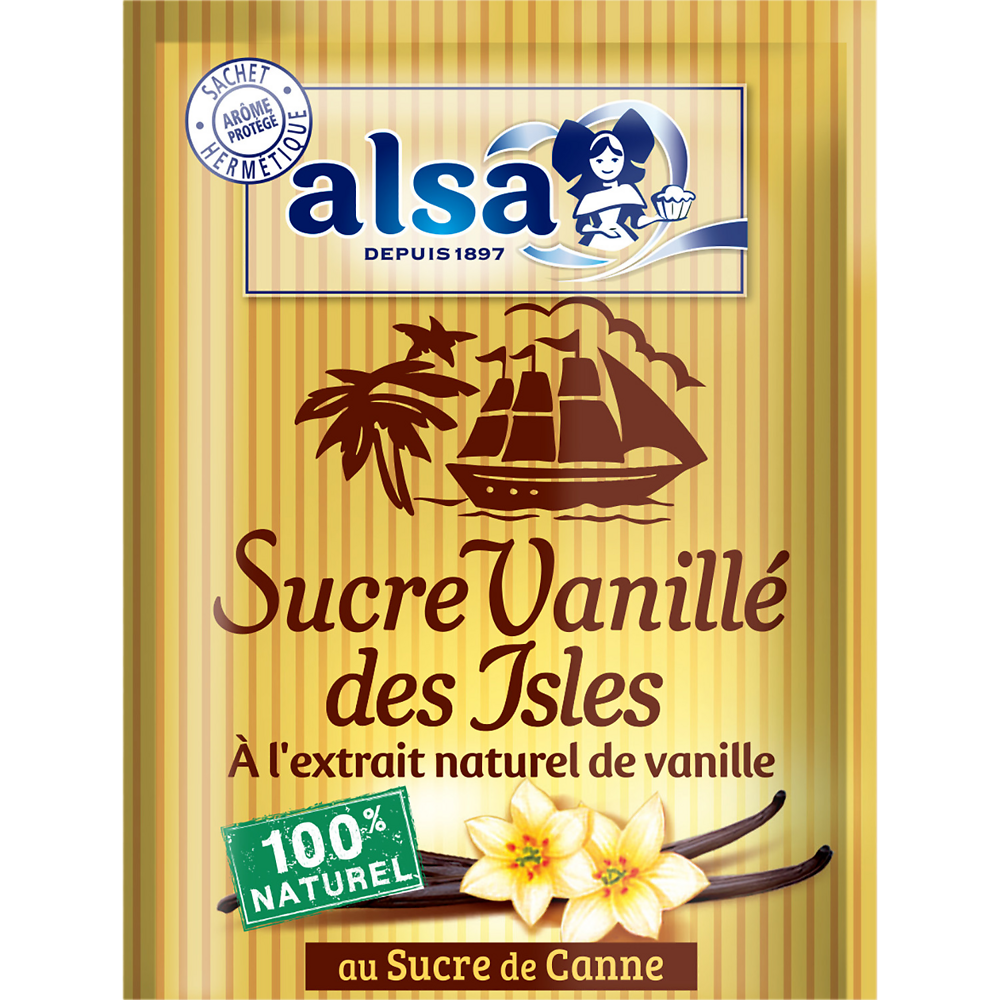 Sucre vanillé des Isles ALSA, 7 sachets soit 53g