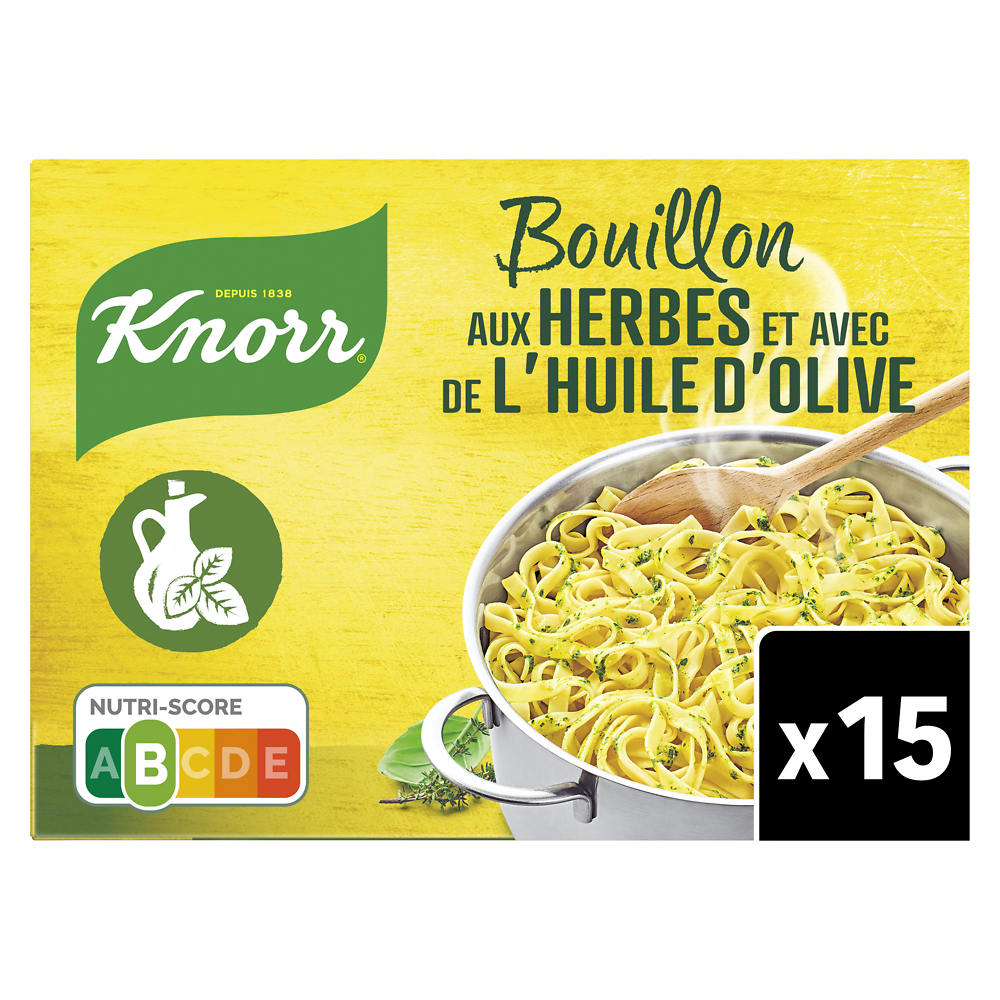 Bouillon aux herbes et à l'huile d'olive KNORR, 15 tablettes, 150g, 7,5l