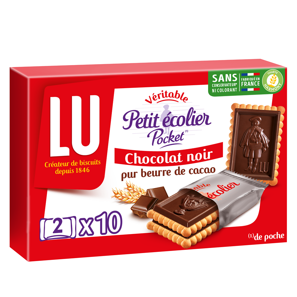 Biscuits petit beurre chocolat noir Petit Ecolier LU, paquet de 250g