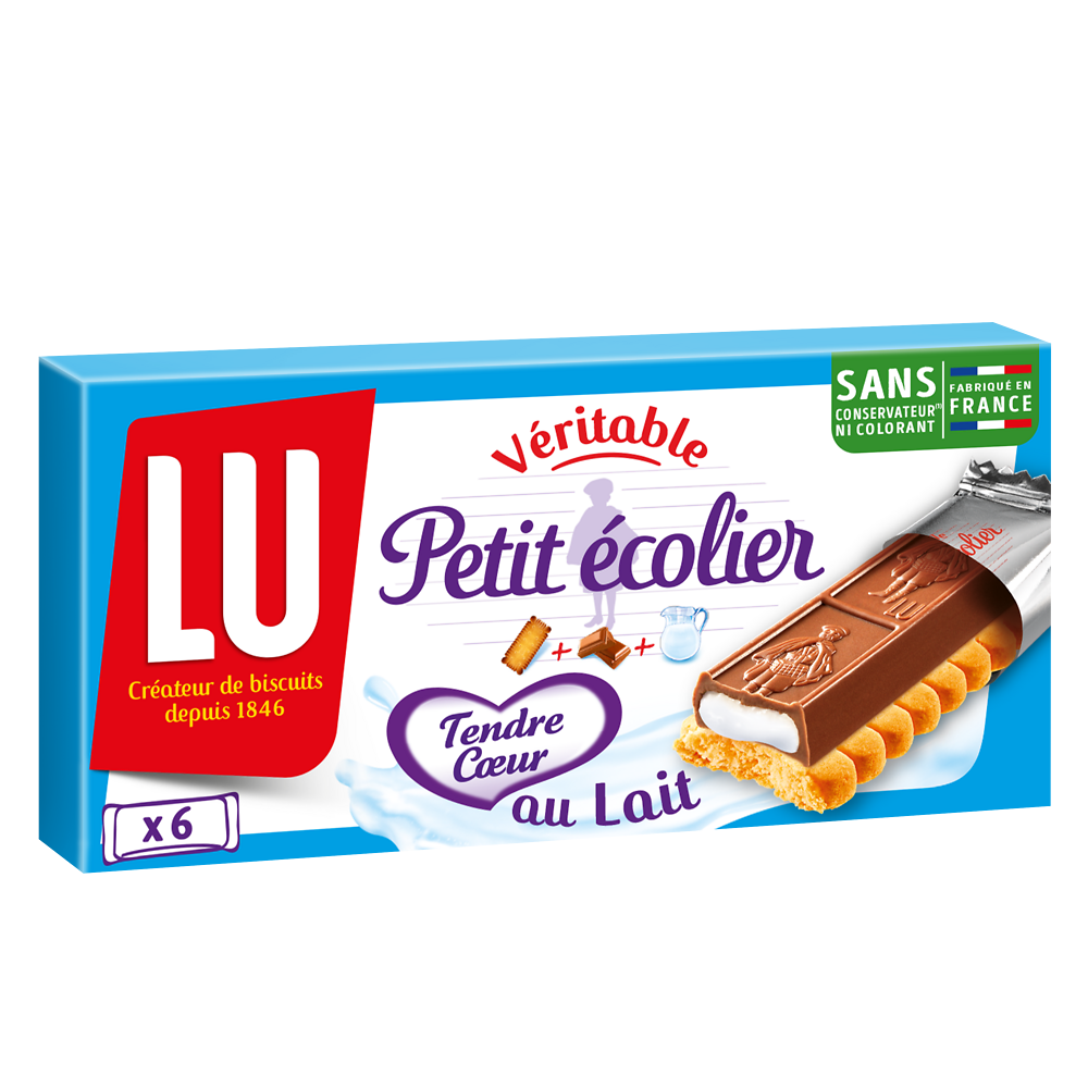 Biscuits barre nappés de chocolat au lait Petit Ecolier LU - Paquet de120g