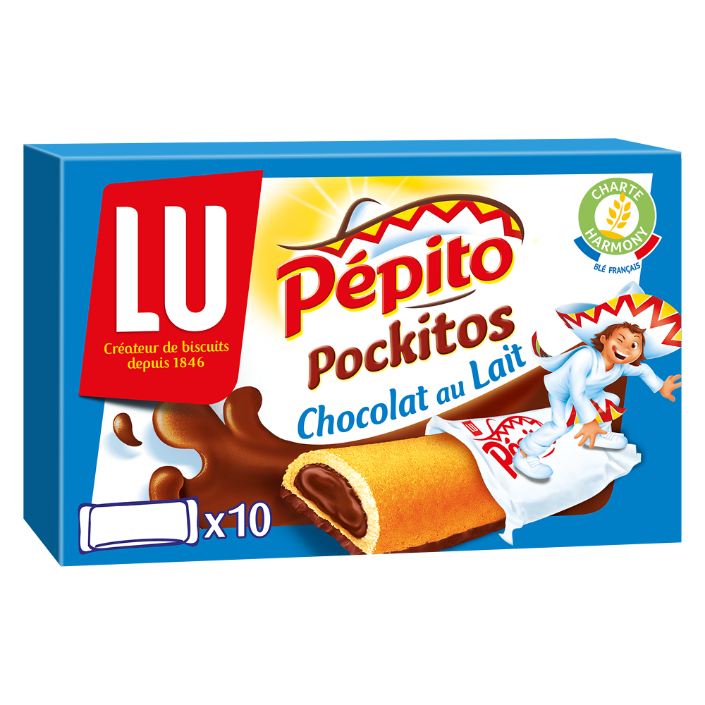 Biscuits barre fourrés au chocolat au lait Pepito pockitos LU - Paquetde 295g