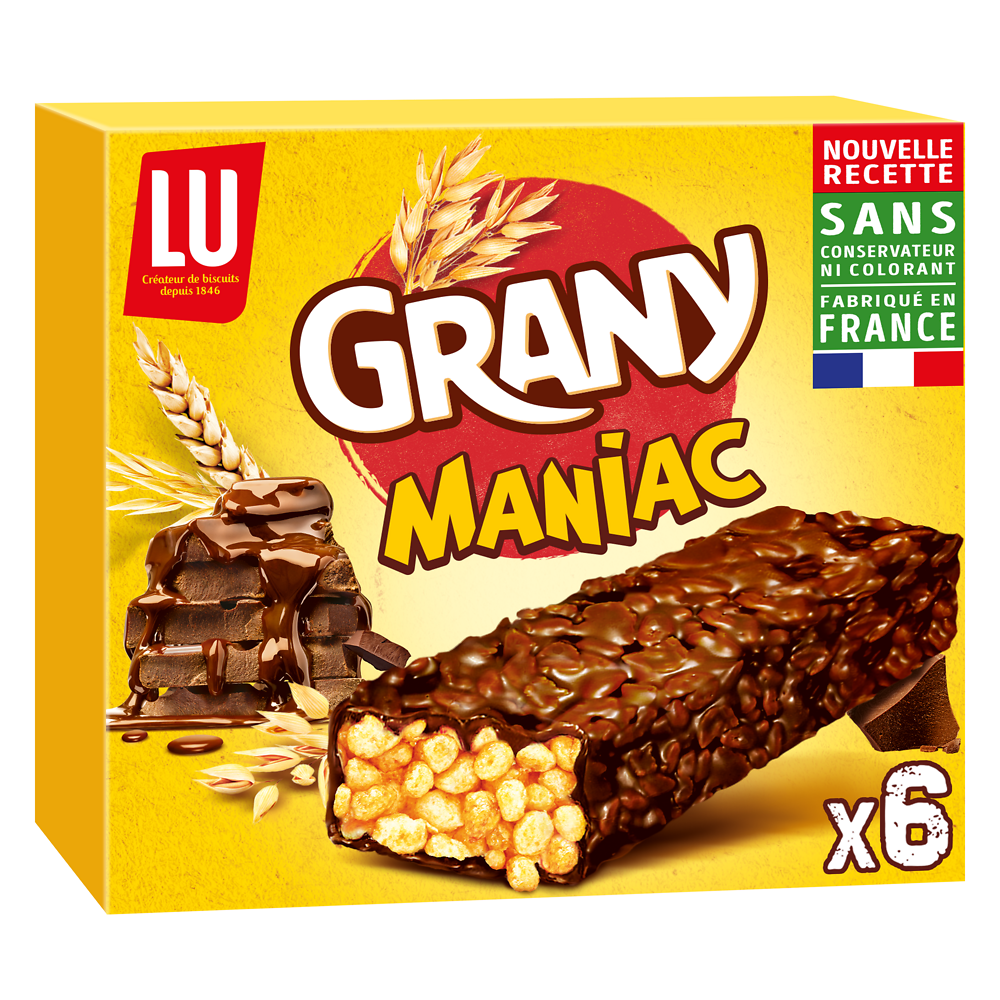 Barres de céréales chocolat GRANY - Boite de 6 - 160g