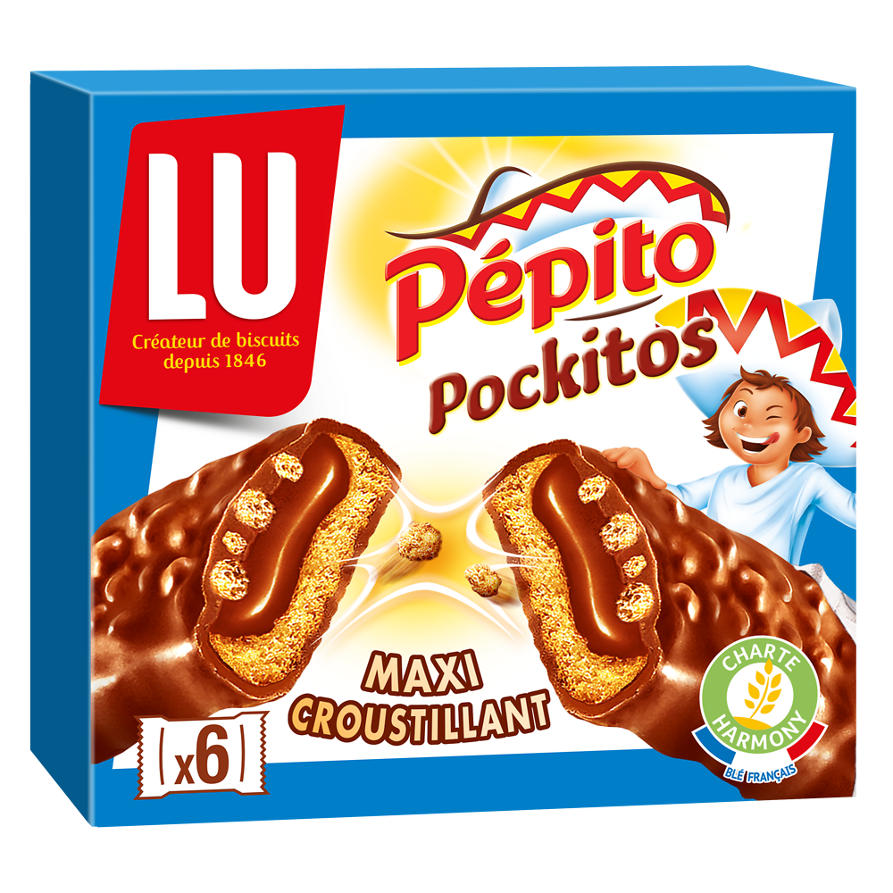 Biscuits barre au chocolat et au riz souflé Pepito pockitos LU - Paquet de 162g