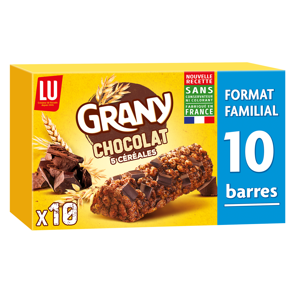 Barres de céréales au chocolat GRANY - Boite de 10 - 208g