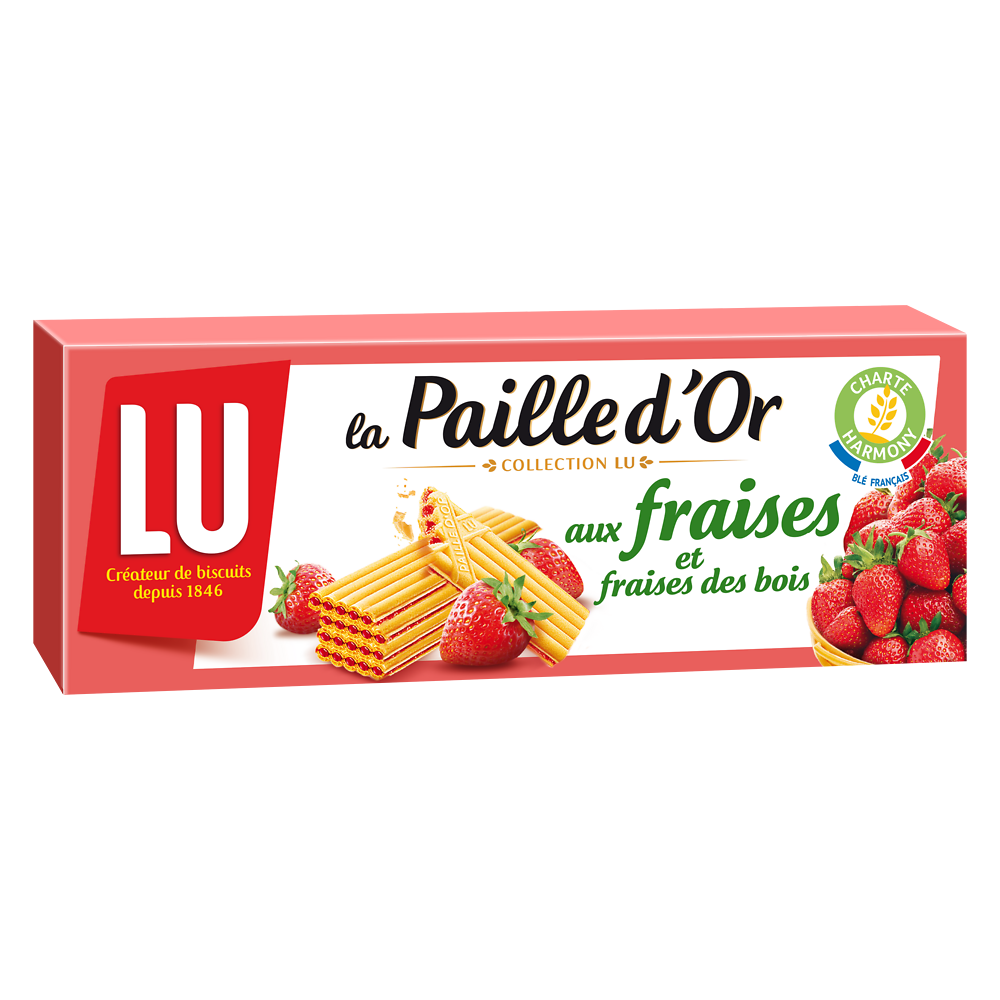 Biscuits gaufrettes fourrées aux fraises La Paille d'Or LU - Paquet de170g