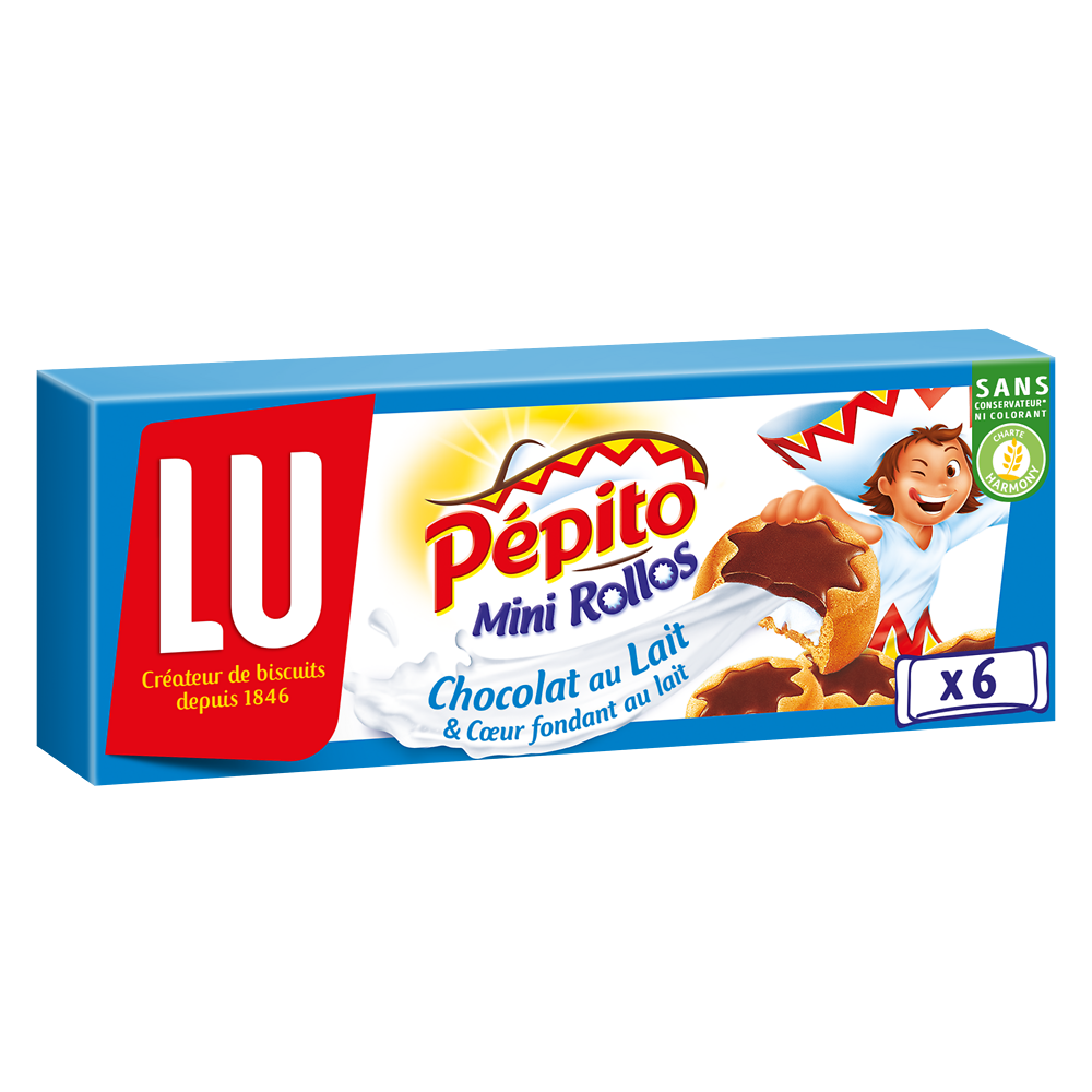 Biscuits fourrés au chocolat au lait Mini Rollos Pepito LU - Paquet de225g