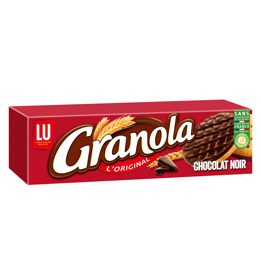 Biscuits sablés nappés au chocolat noir GRANOLA, paquet de 195g