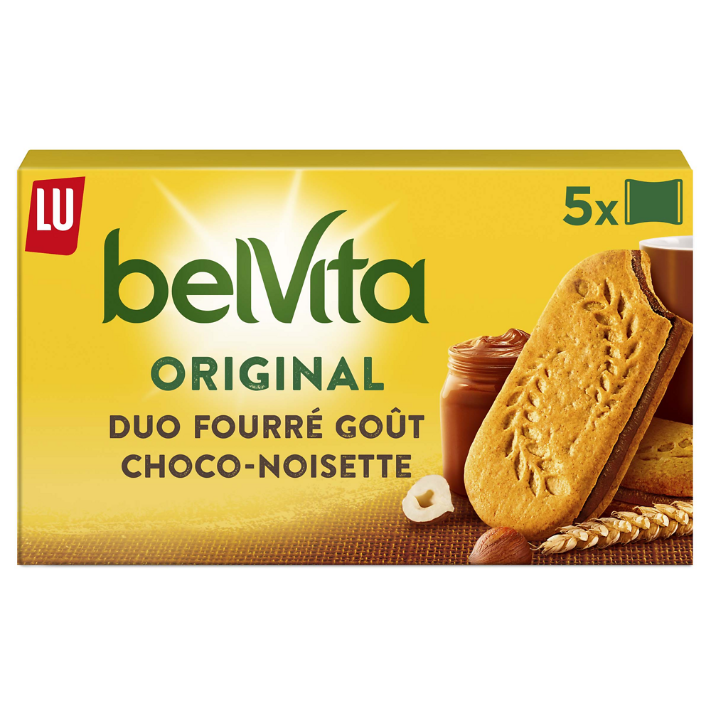 Biscuits Petit déjeuner c ur fondant chocolat noisette Belvita LU, 253g