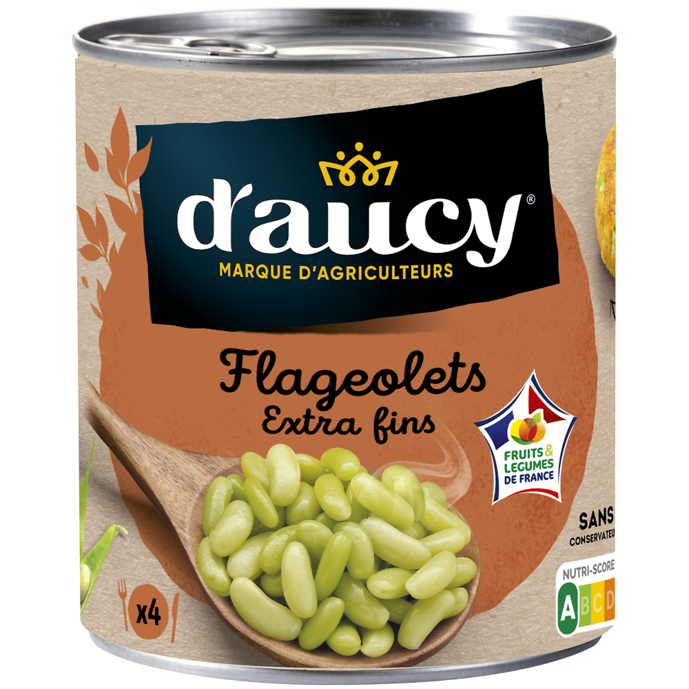 Flageolets verts extra-fins D'AUCY - Boîte 530g