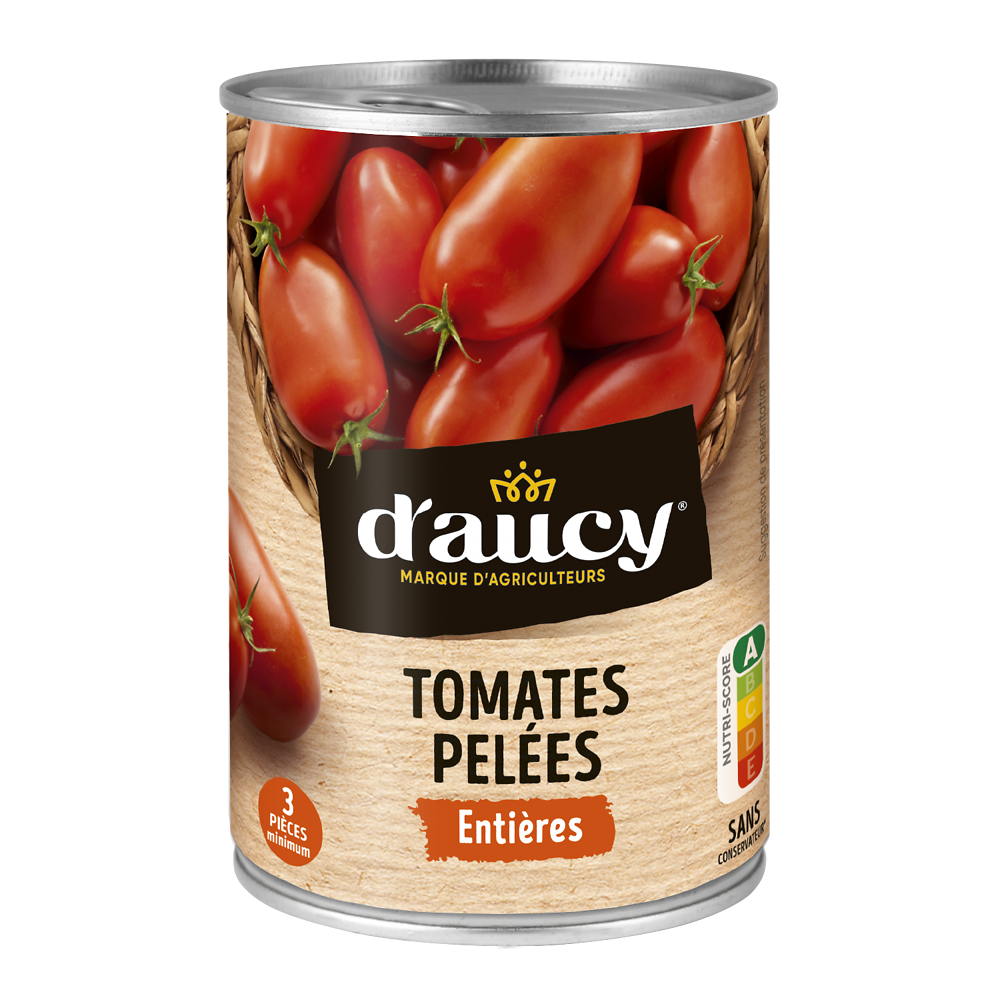 Tomates pelées chair ferme  D'AUCY - Boîte de 238g net égoutté