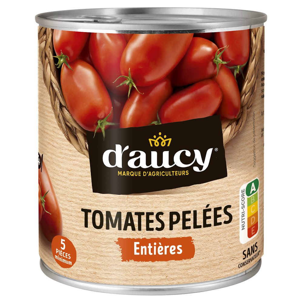 Tomates pelées chair ferme D'AUCY - Boîte de 476g net égoutté