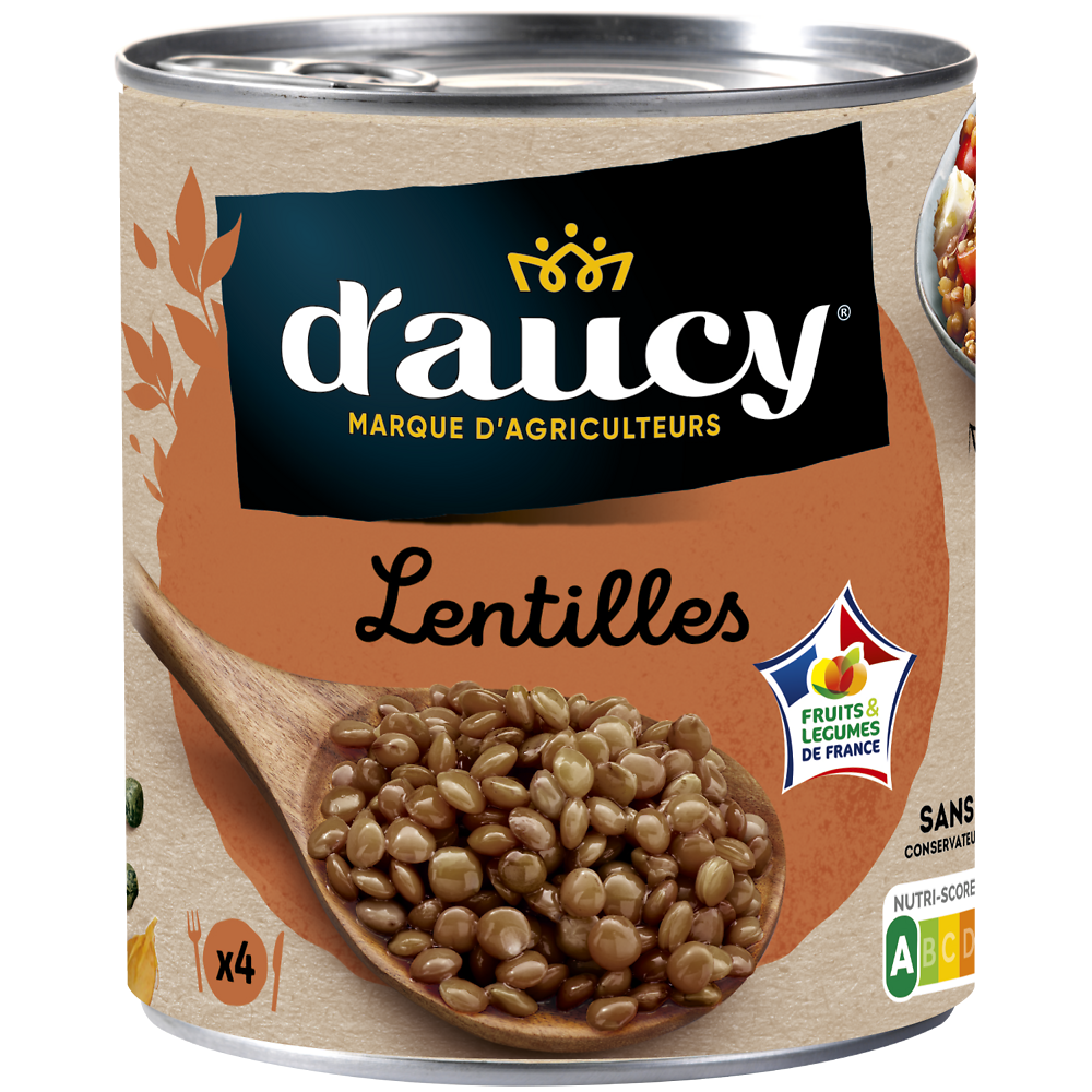 Lentilles préparées D'AUCY - Boîte 530g