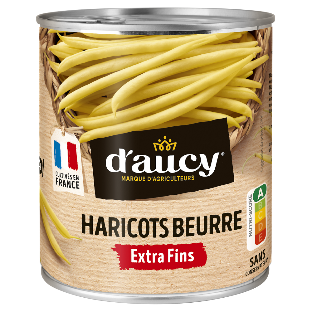 Haricots beurre extra fins D'AUCY - Boîte 440g