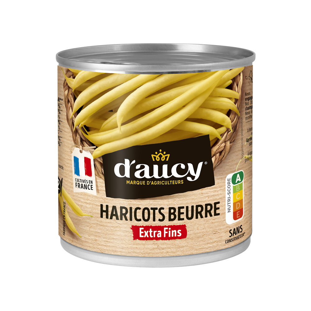 Haricots beurre extra fins D'AUCY - Boîte 1/2 220g