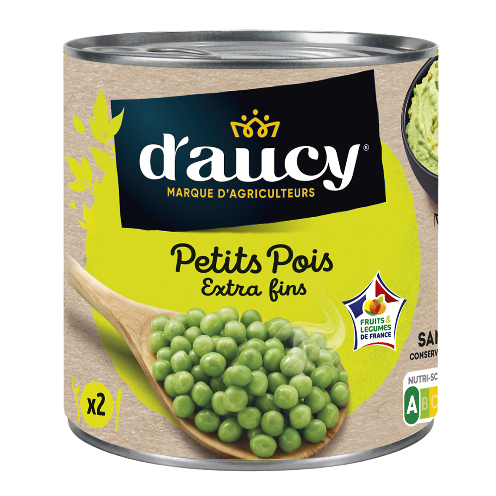 Petits pois extra-fins  D'AUCY - Boîte de 280g net égoutté