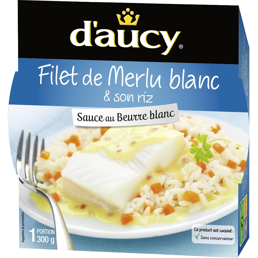 Filet de merlu sauce beurre blanc D'AUCY, 300g