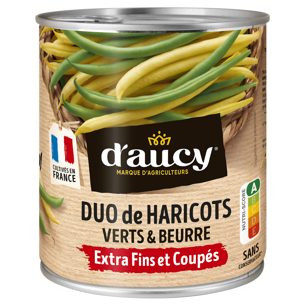 Duo de haricots verts et beurre D'AUCY - Boîte de 455g net égoutté