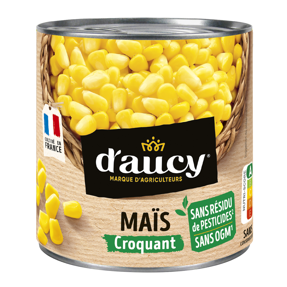 Maïs croquant sans résidu de pesticides D'AUCY - Boîte 285g