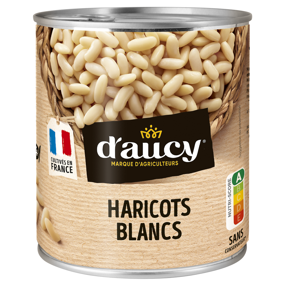 Haricots blancs préparés D'AUCY - Boîte 500g