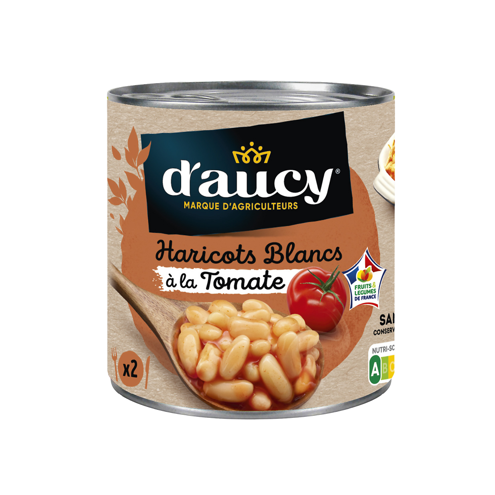 Haricots blancs à la tomate D'AUCY - Boîte 250g