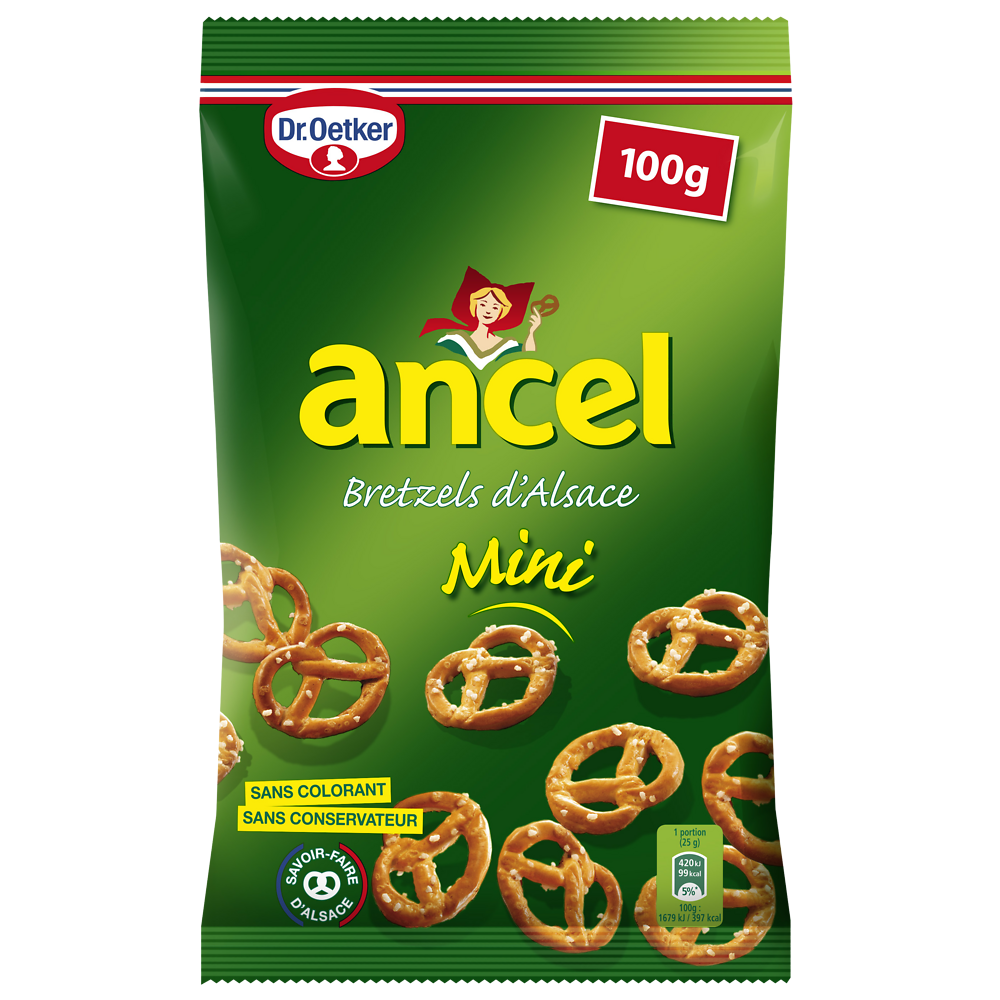 Biscuits apéritifs mini bretzels DR OETKER, sachet de 100g