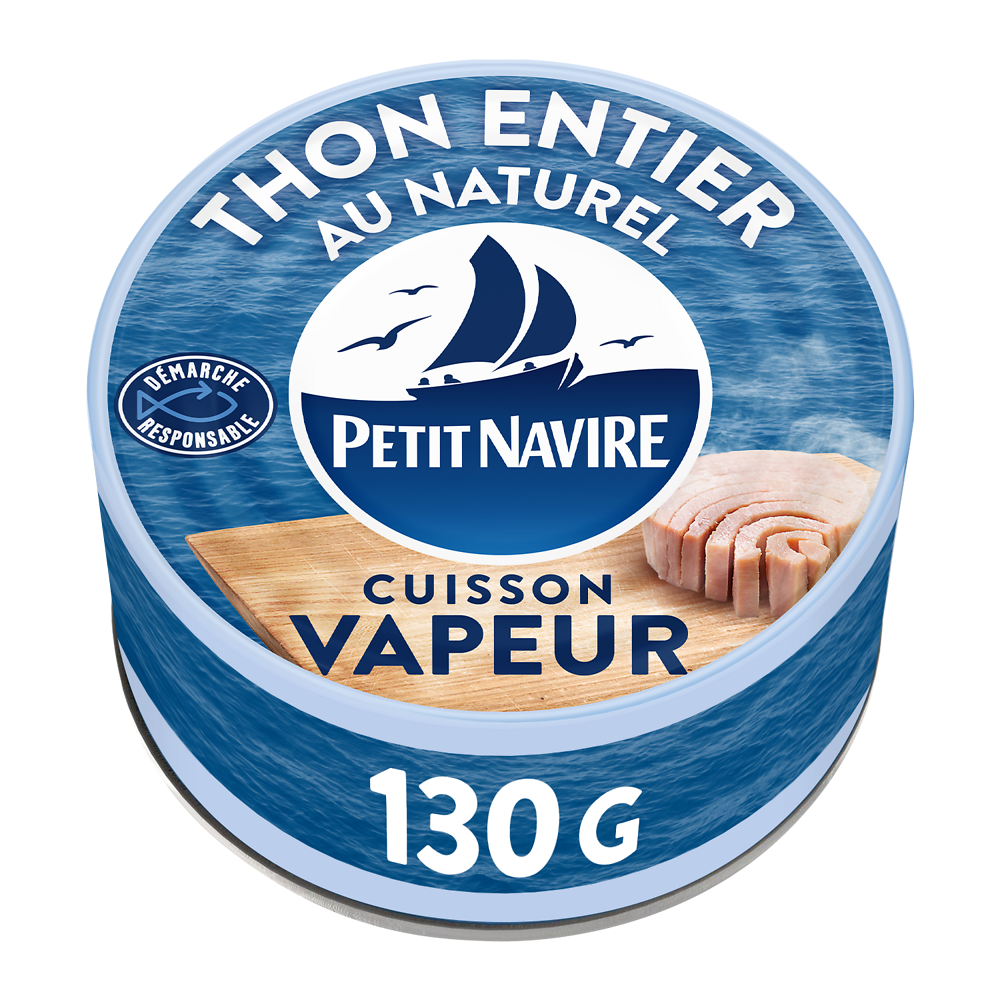 Thon entier au Naturel Cuisson Vapeur nature PETIT NAVIRE - 130g