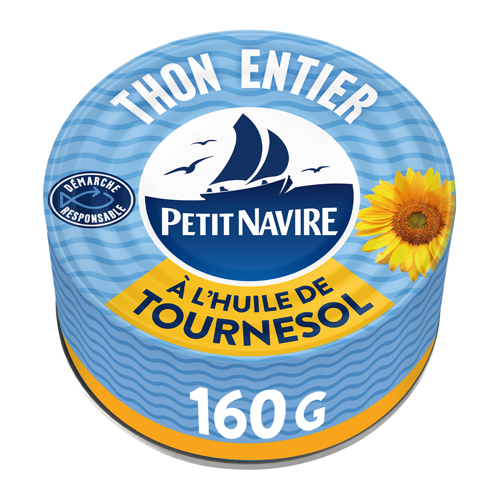 Thon Entier huile de tournesol PETIT NAVIRE - 160g