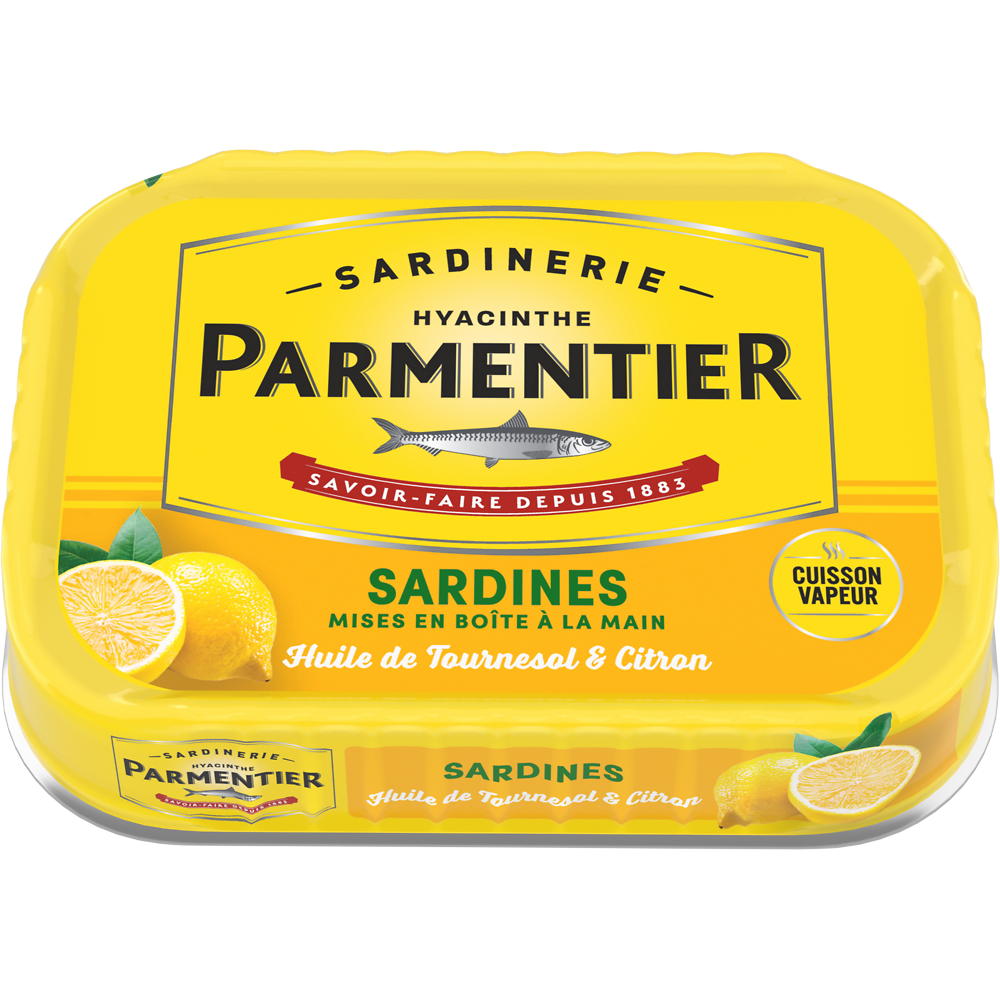 Sardine huile tournesol et citron PARMENTIER boîte 1/6 135g