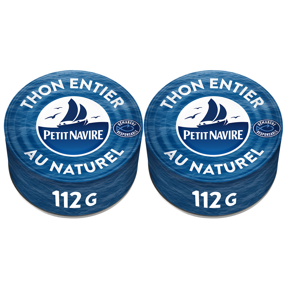 Thon au Naturel Démarche Responsable PETIT NAVIRE - 2x112g soit 124g poids net egoutté