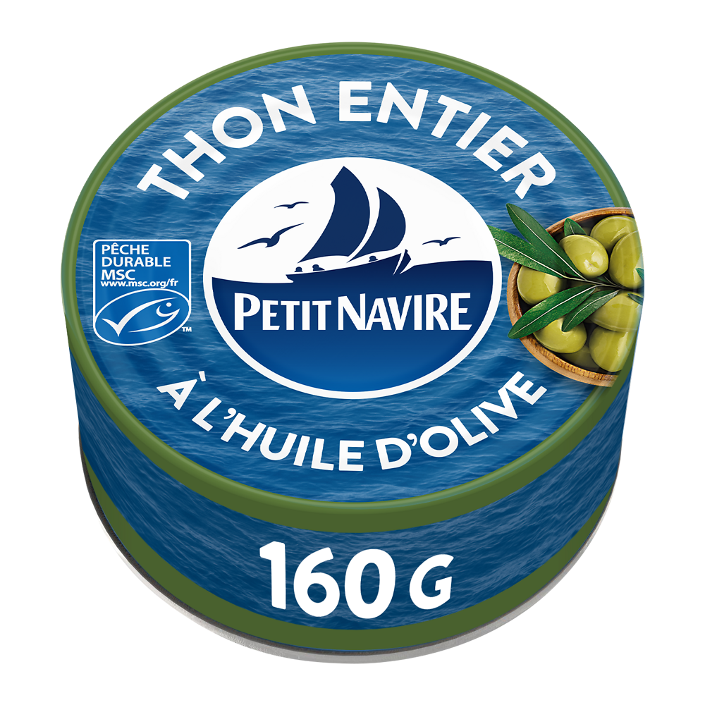 Thon Entier MSC huile d'olive vierge extra PETIT NAVIRE - 160g