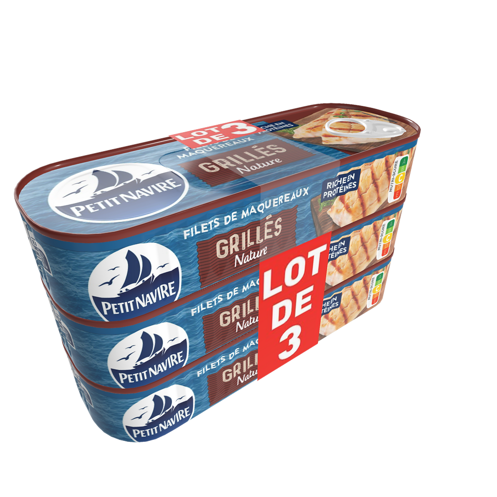 Filets de maquereaux Le grillé sans arôme ajouté PETIT NAVIRE, 3x1/4 330g