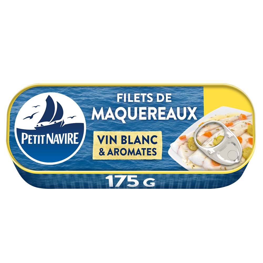 Filets de Maquereaux Vin blanc & Aromates sans arôme ajouté PETIT NAVIRE - 175g