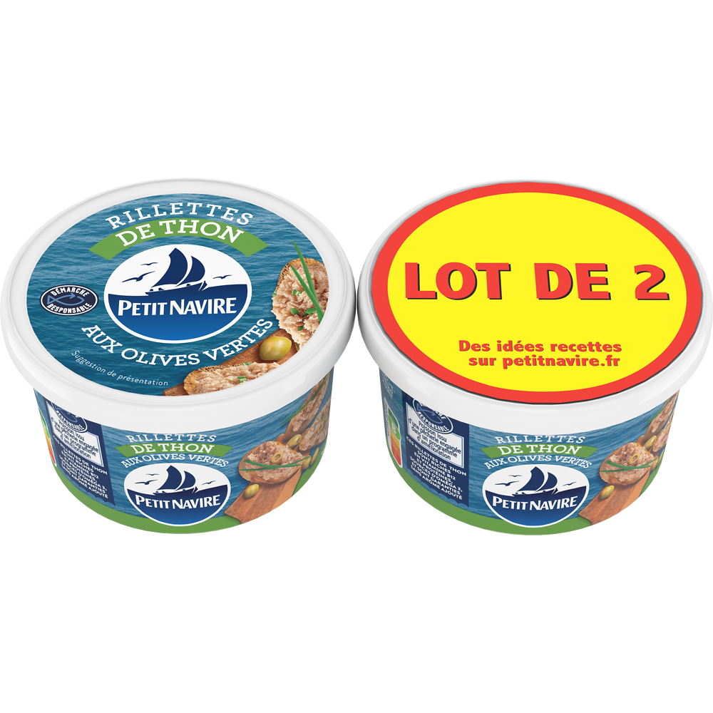 Rillettes de thon aux olives vertes PETIT NAVIRE - 2x125g