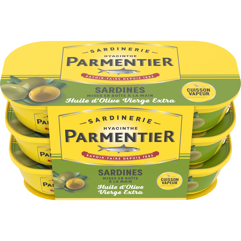 Sardines huile d'olive vierge extra PARMENTIER 3x55g "lot de 3 portions individuelles"