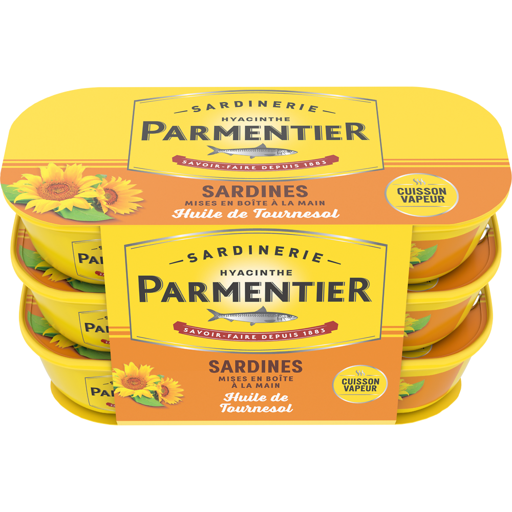 Sardines huile de tournesol PARMENTIER 3x55g "lot de 3 portions individuelles"