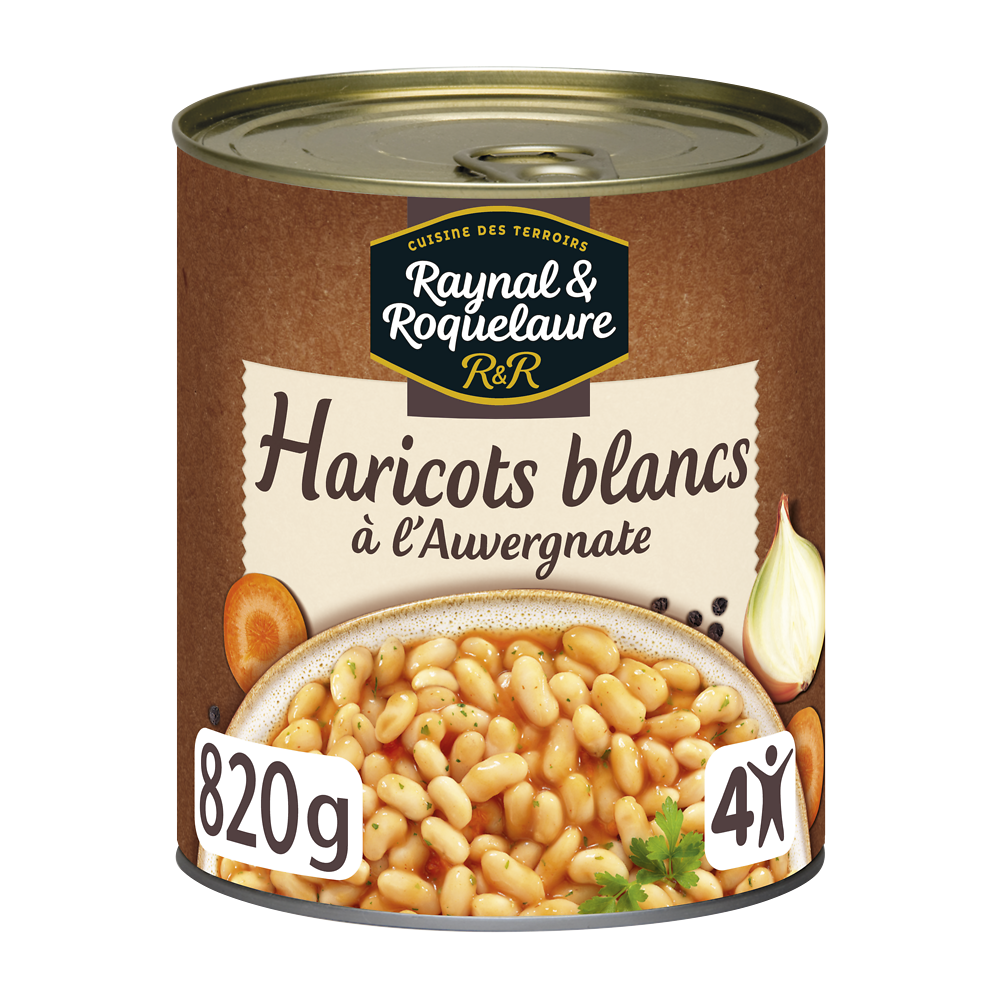 Haricots blancs cuisinés à l'Auvergnate RAYNAL ET ROQUELAURE - Boîte de 820g