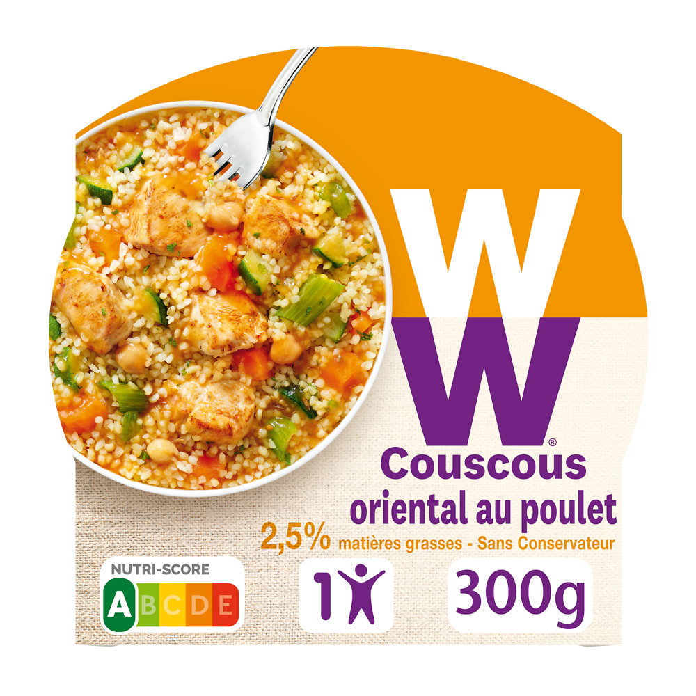 Couscous oriental au poulet légumes cuisinés et boulgour WW , barquette micro-ondable - 300g