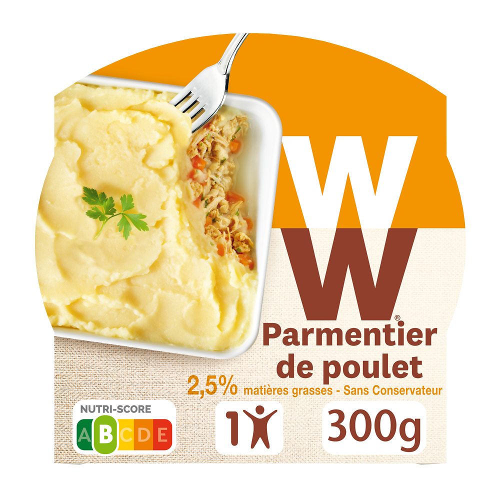 Parmentier de poulet carottes et oignons WW , barquette micro-ondable- 300g