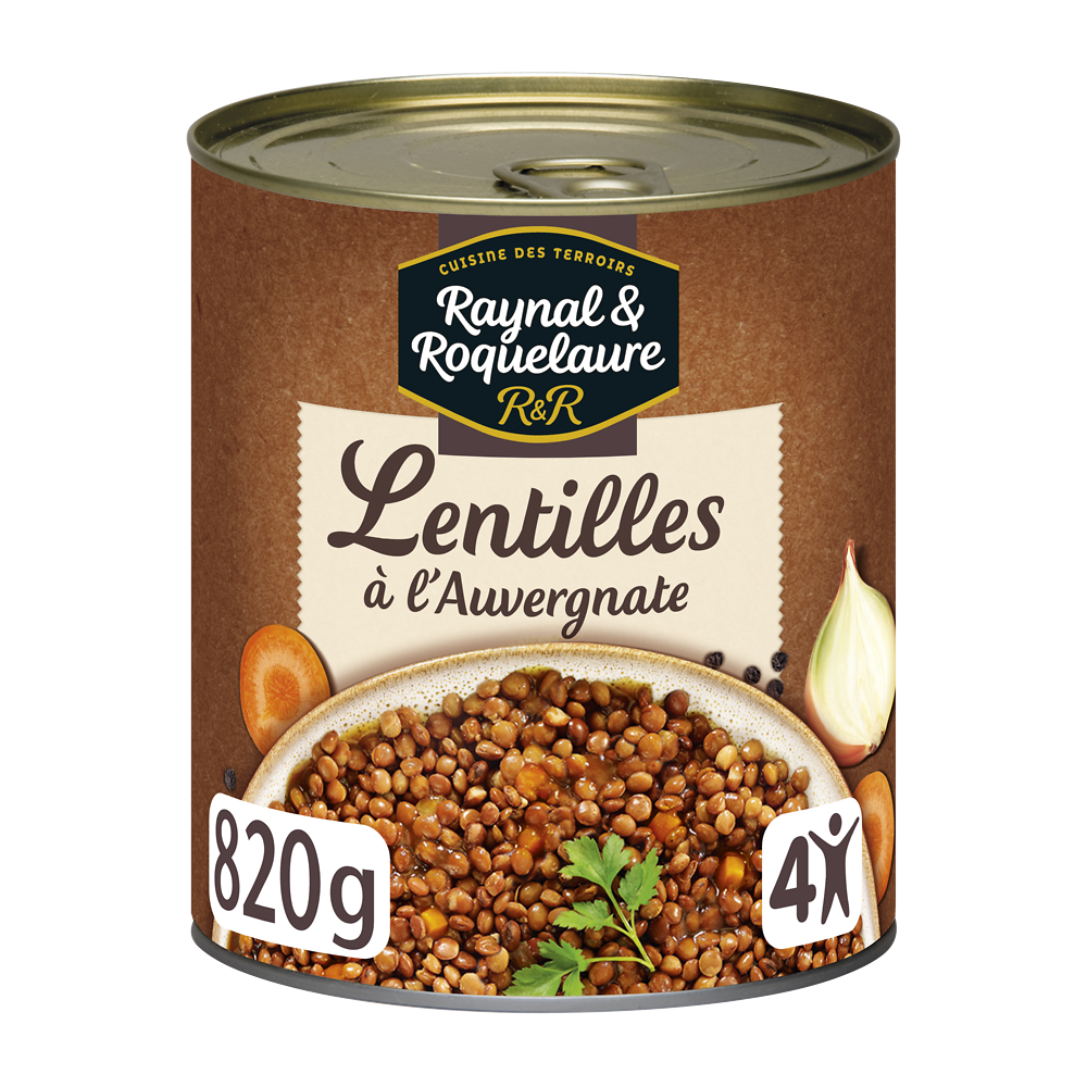 Lentilles cuisinées à l'Auvergnate RAYNAL & ROQUELAURE - Boîte 820g