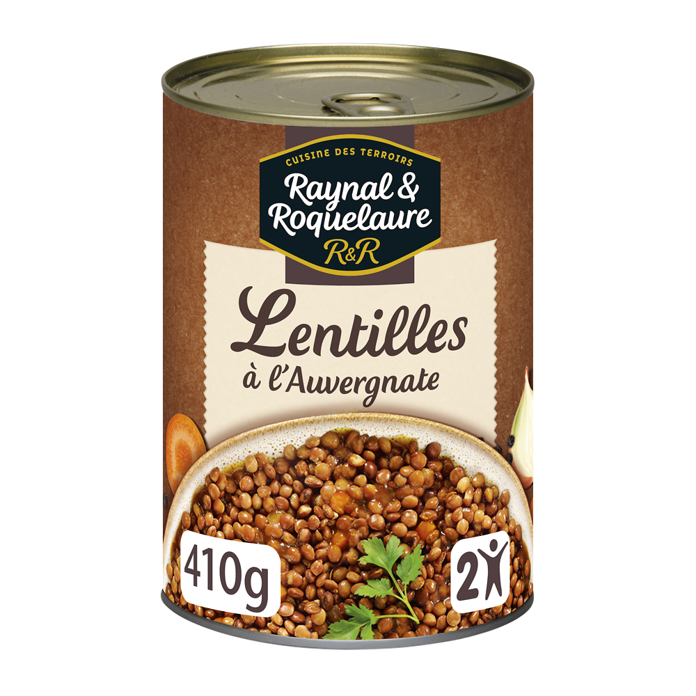 Lentilles cuisinées à l'Auvergnate RAYNAL & ROQUELAURE - boîte 410g