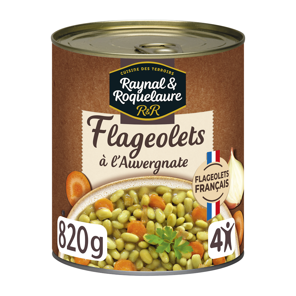 Flageolets cuisinés à l'Auvergnate RAYNAL ET ROQUELAURE - Boîte 820g