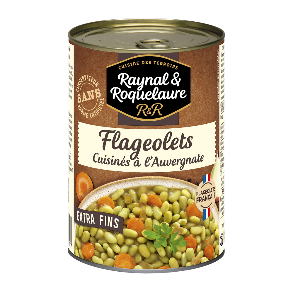 Flageolets cuisinés à l'Auvergnate RAYNAL ET ROQUELAURE - Boîte 410g