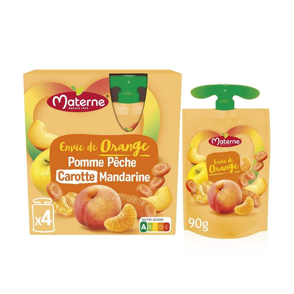 Compote pomme/pêche/carotte/mandarine MATERNE 4x90g