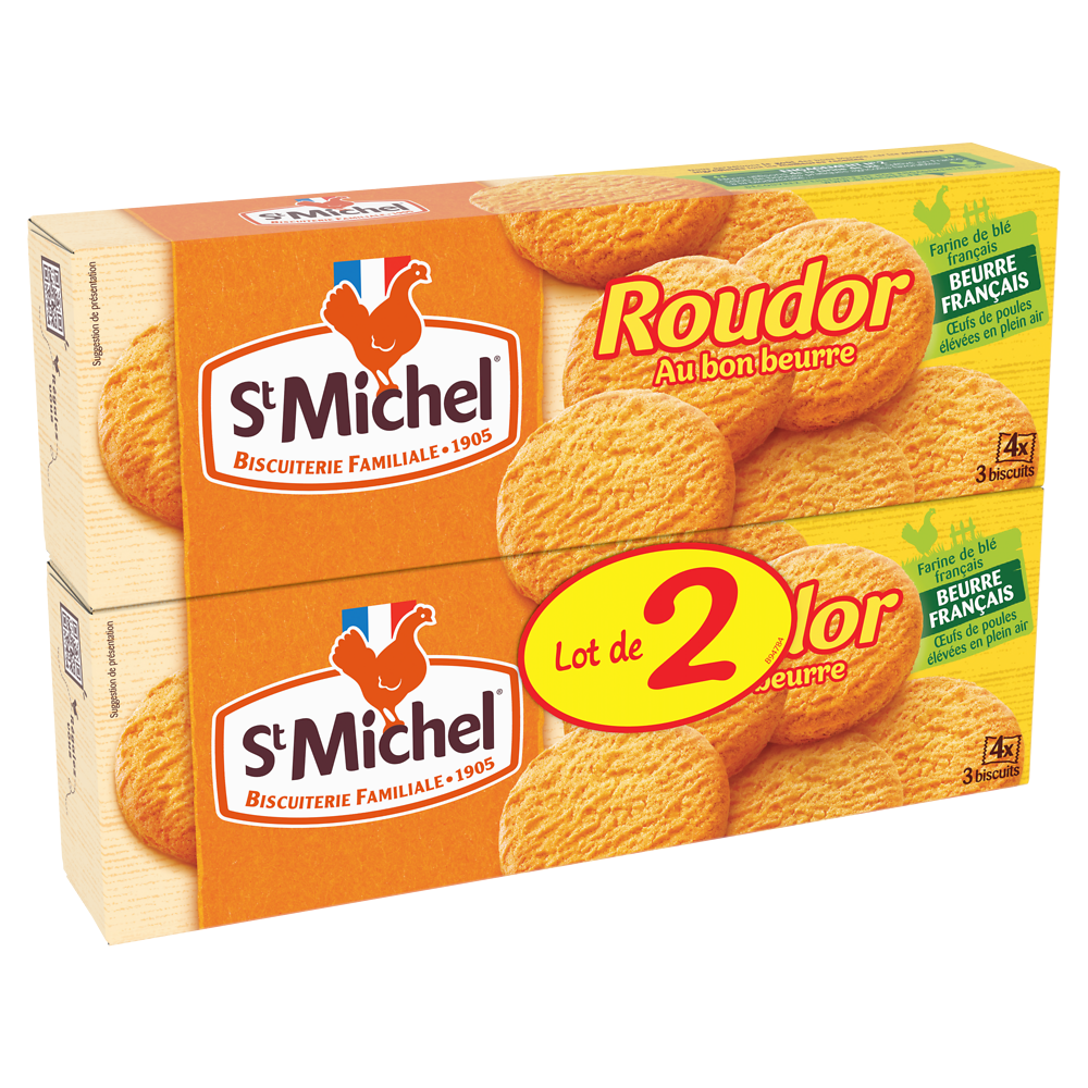 Biscuits Roudor palets croustillants et fondants ST MICHEL, lot de 2 paquets, soit 300g