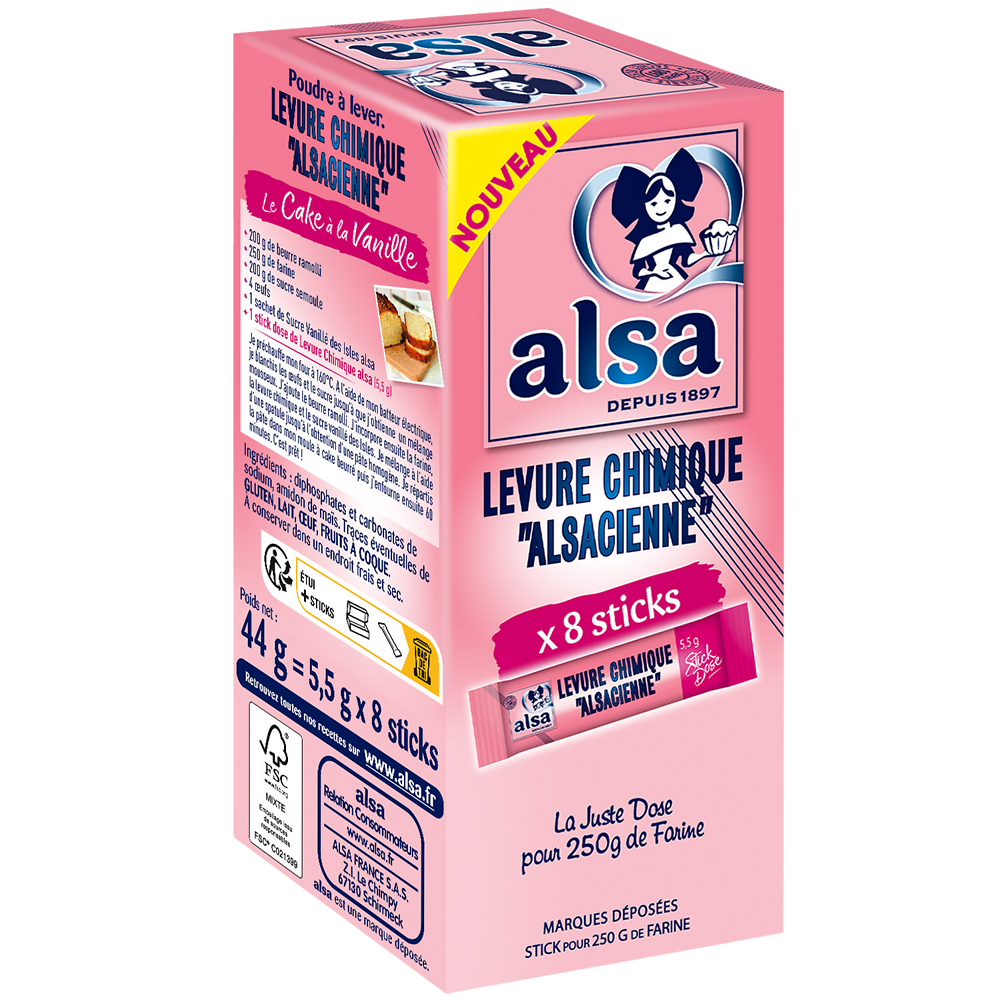 Levure chimique ALSA sticks 8x5,5g 44g