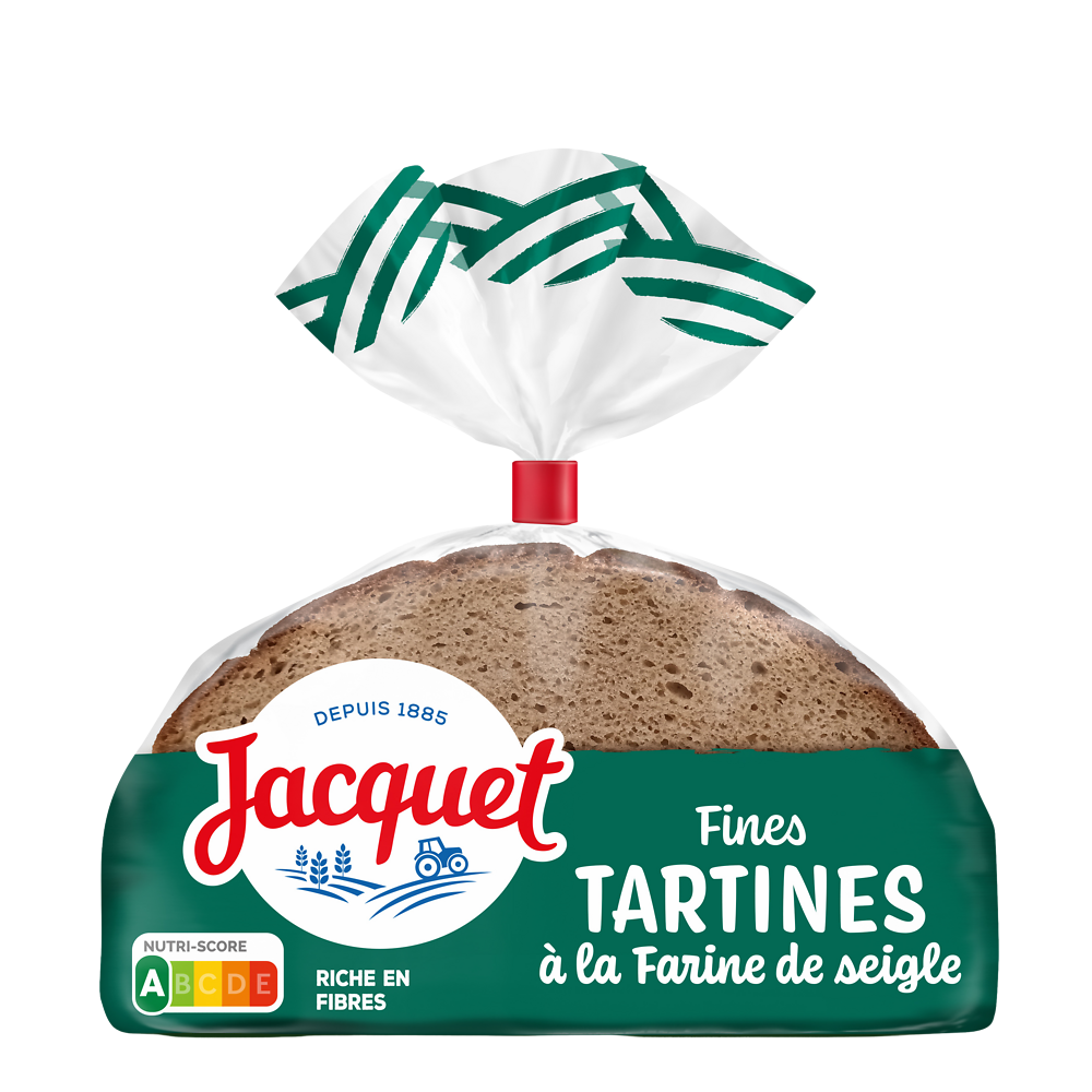 Pain de campagne Fines Tartines à la farine de Seigle JACQUET - x9 tranches - 500g