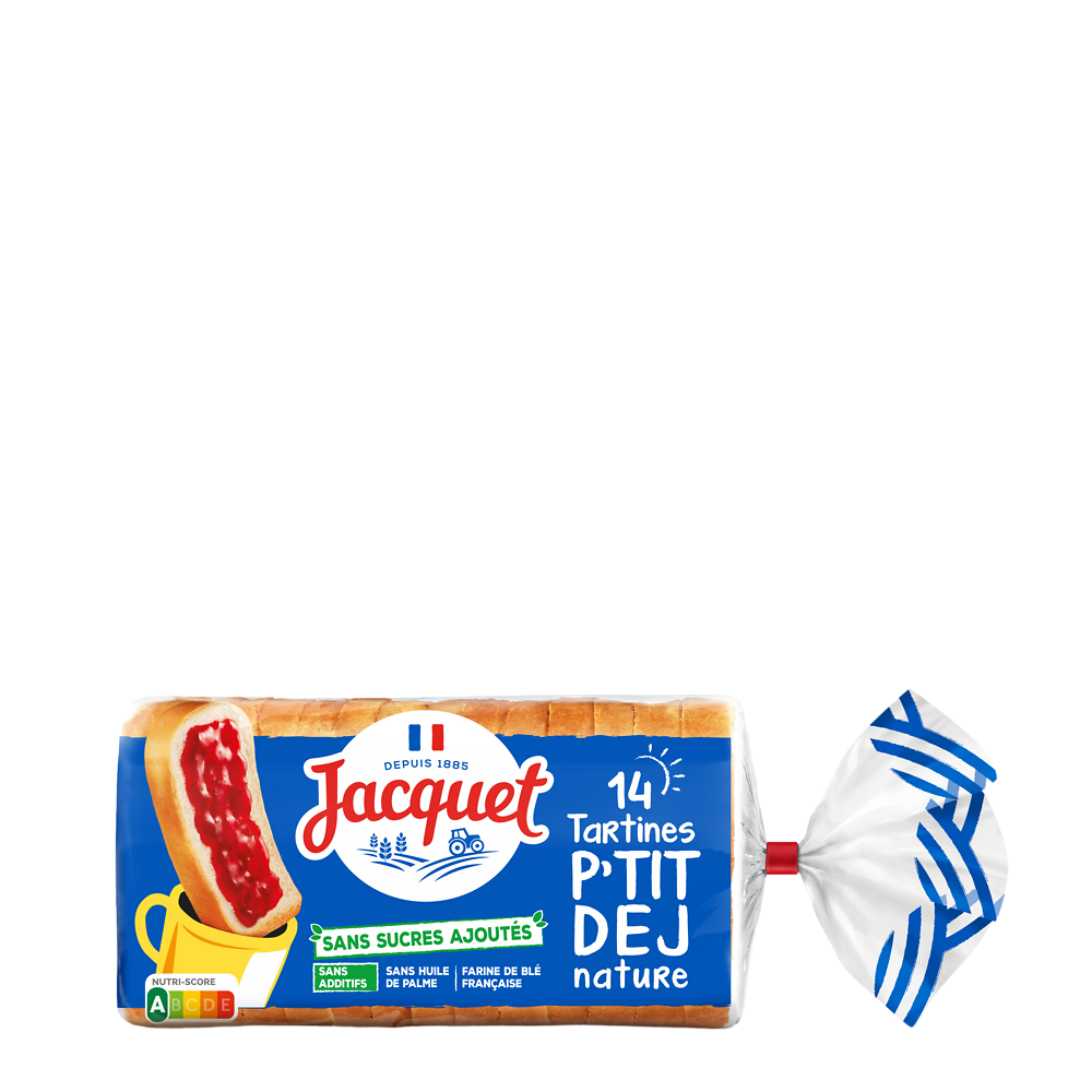 Pain de mie Tartine P'tit Déj(r) Nature Sans Sucres Ajoutés JACQUET -x14 - 410g